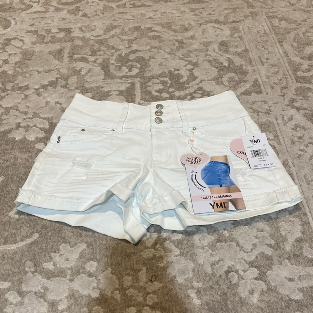 YMI Mid Rise White Shorts